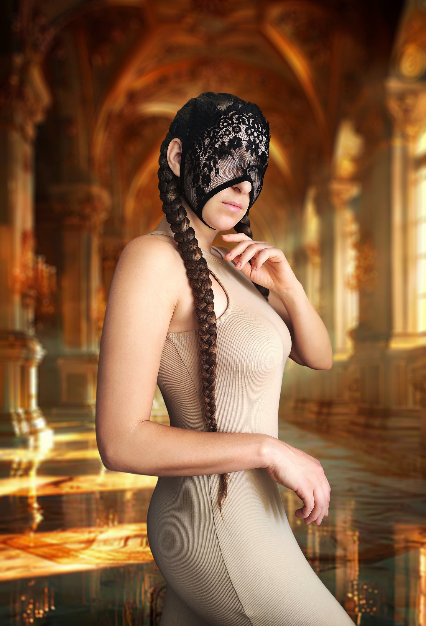 Woman lace mask for pole dance and twerk.Rave mask for party, festival and cosplay.Gothic harness mask for women.Guipure mask for carnival.