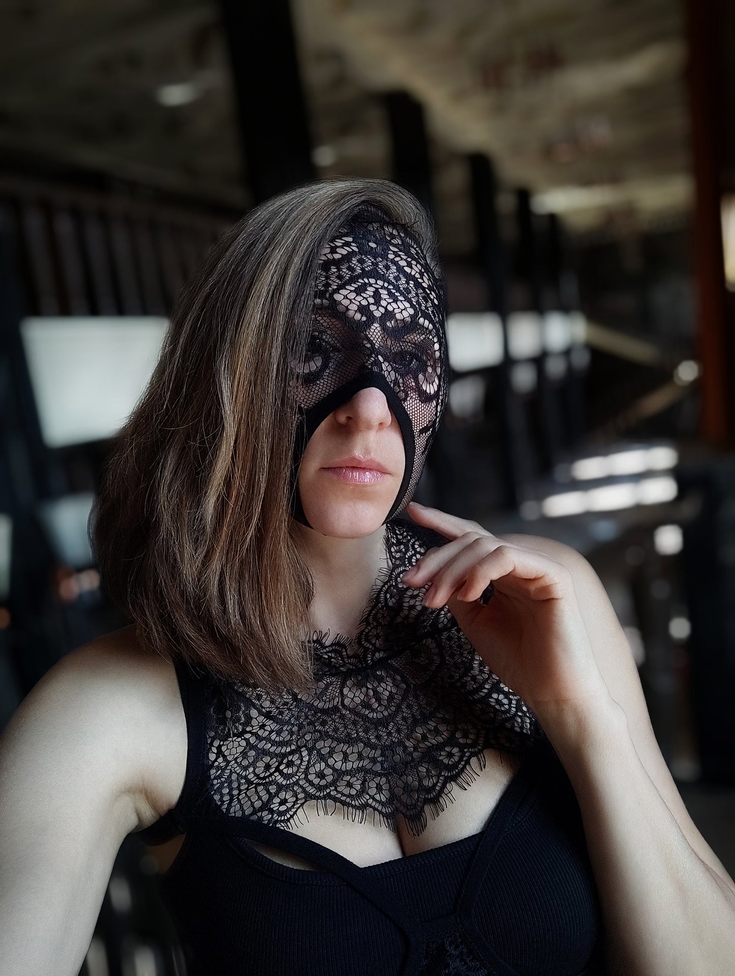 Woman lace mask for pole dance and twerk.Rave mask for party, festival and cosplay.Gothic harness mask for women.Guipure mask for carnival.