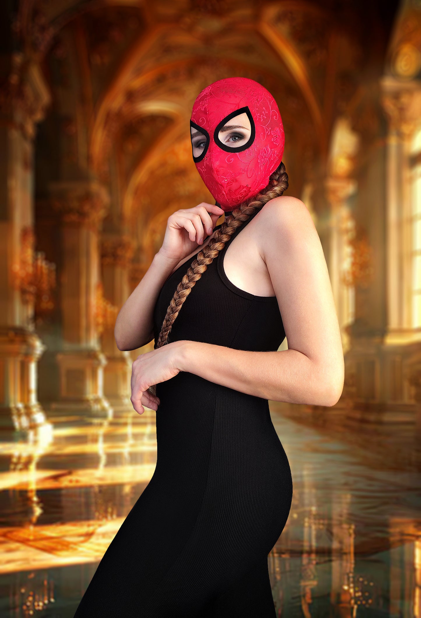 Woman lace mask for pole dance and twerk.Rave mask for party, festival and cosplay.Gothic harness mask for women.Guipure mask for carnival.