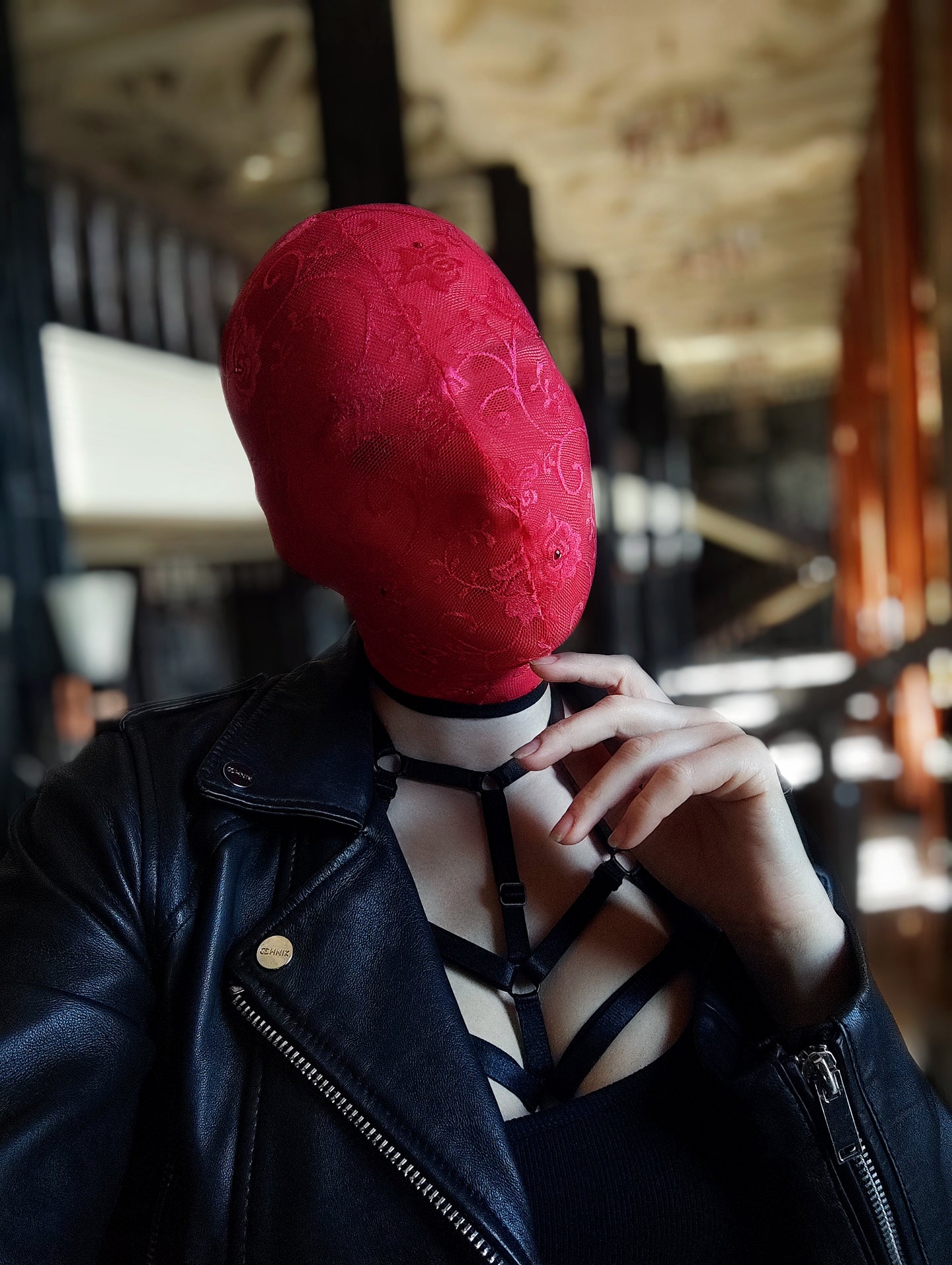 Woman lace mask for pole dance and twerk.Rave mask for party, festival and cosplay.Gothic harness mask for women.Guipure mask for carnival.