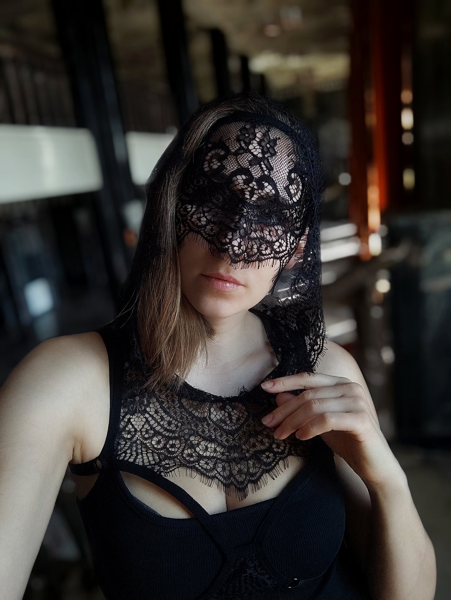Woman lace mask for pole dance and twerk.Rave mask for party, festival and cosplay.Gothic harness mask for women.Guipure mask for carnival.