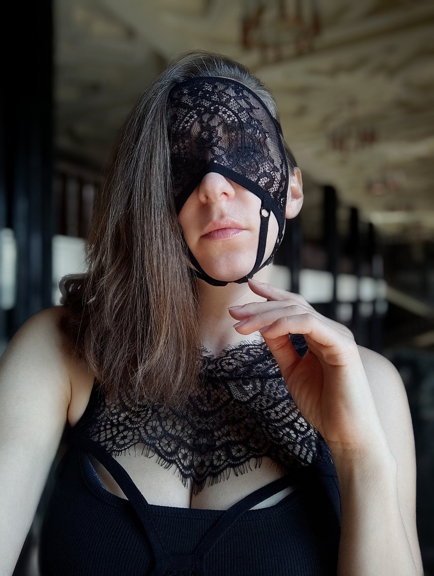 Woman lace mask for pole dance and twerk.Rave mask for party, festival and cosplay.Gothic harness mask for women.Guipure mask for carnival.