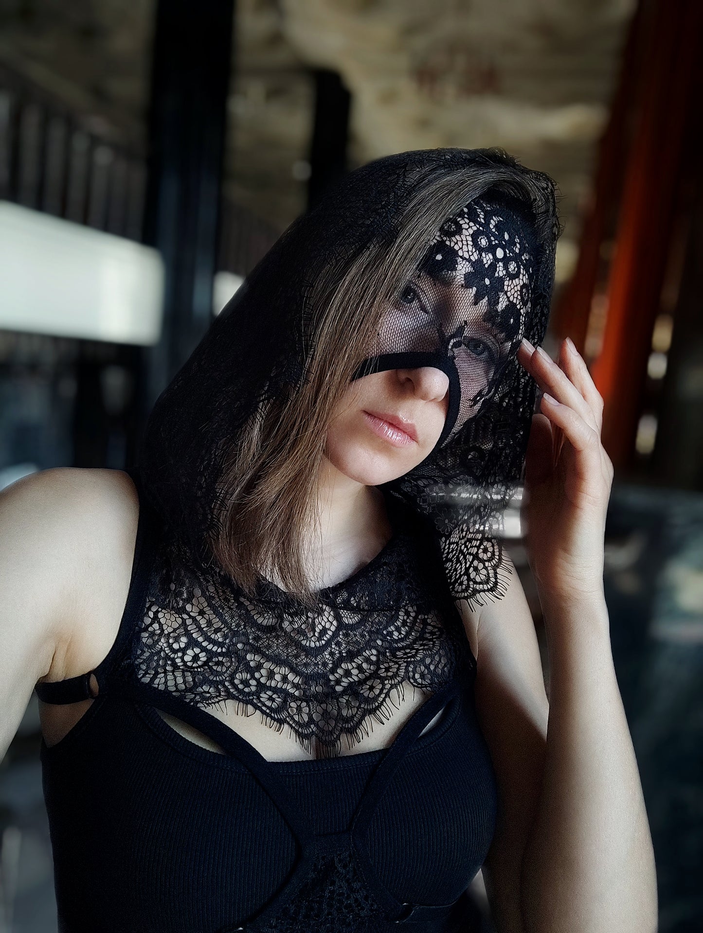 Woman lace mask for pole dance and twerk.Rave mask for party, festival and cosplay.Gothic harness mask for women.Guipure mask for carnival.