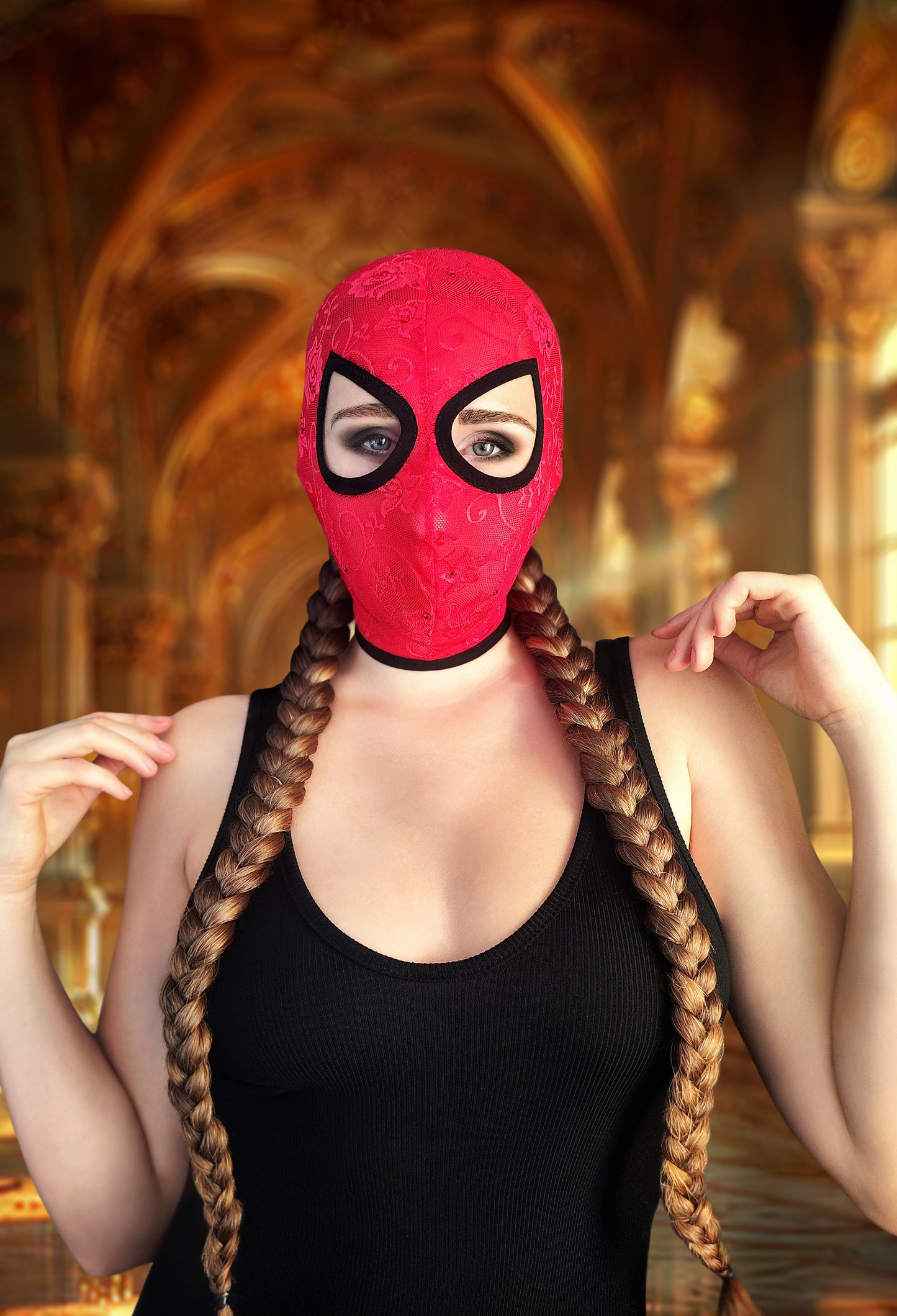 Woman lace mask for pole dance and twerk.Rave mask for party, festival and cosplay.Gothic harness mask for women.Guipure mask for carnival.
