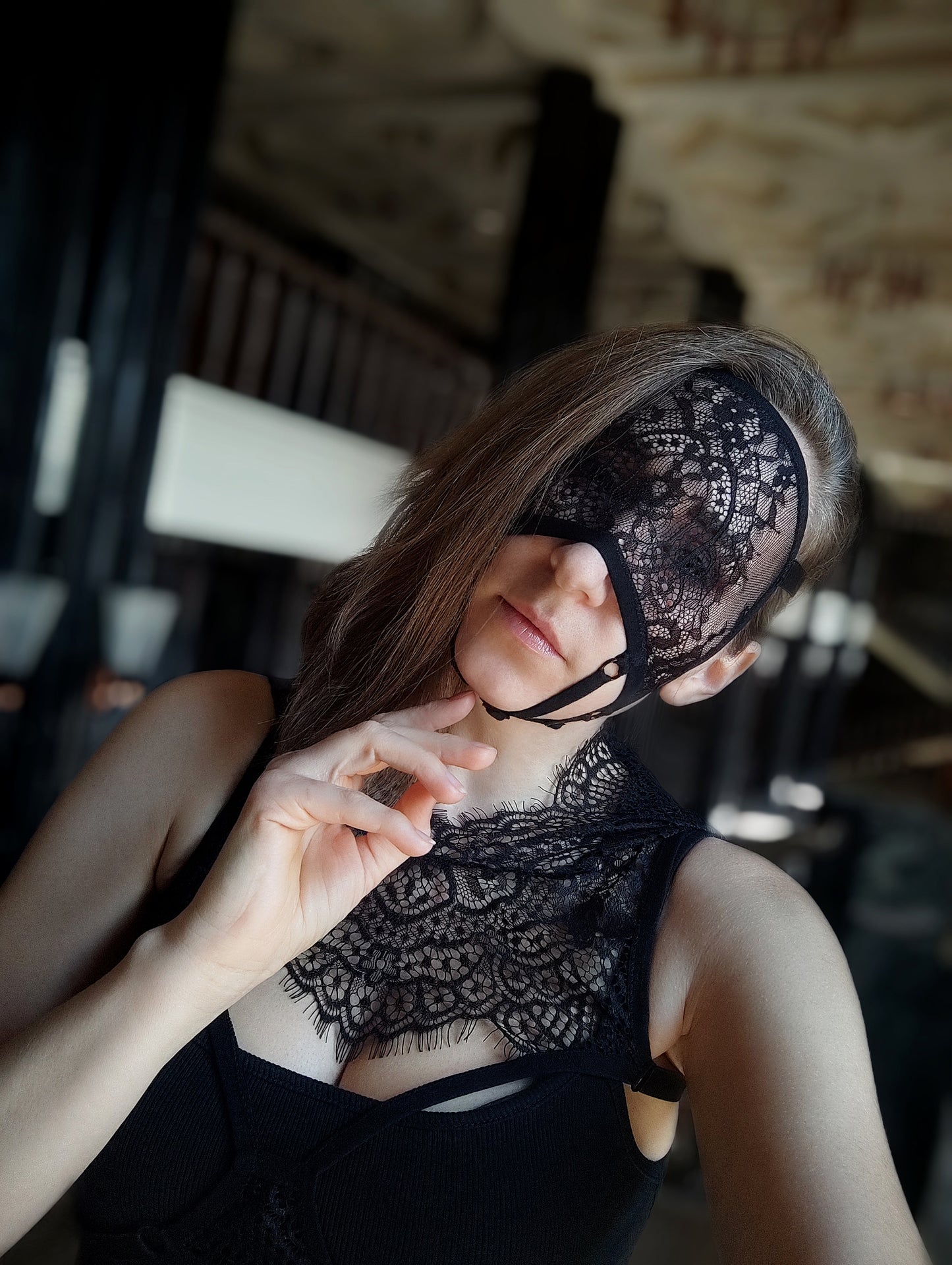 Woman lace mask for pole dance and twerk.Rave mask for party, festival and cosplay.Gothic harness mask for women.Guipure mask for carnival.