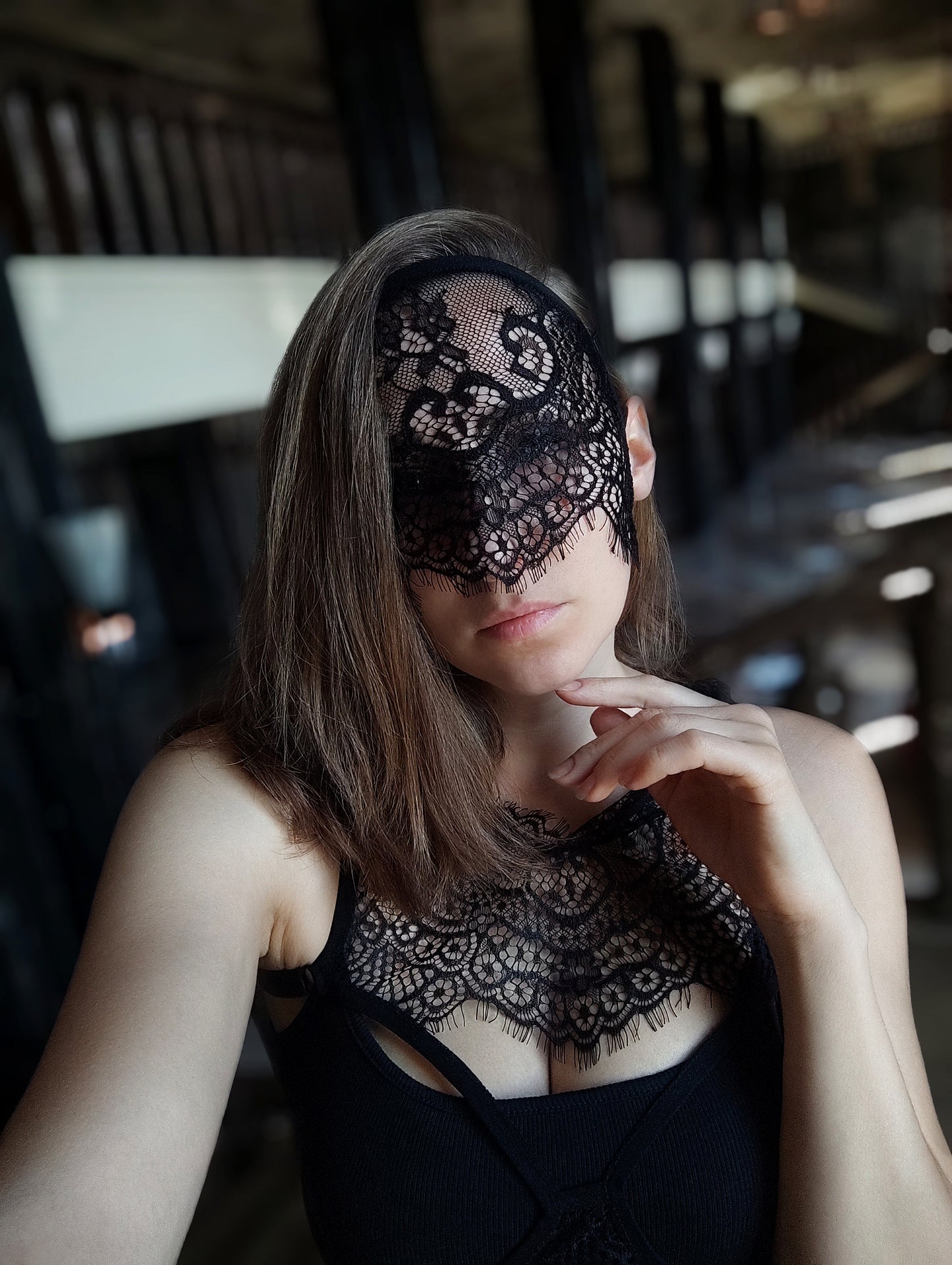 Woman lace mask for pole dance and twerk.Rave mask for party, festival and cosplay.Gothic harness mask for women.Guipure mask for carnival.