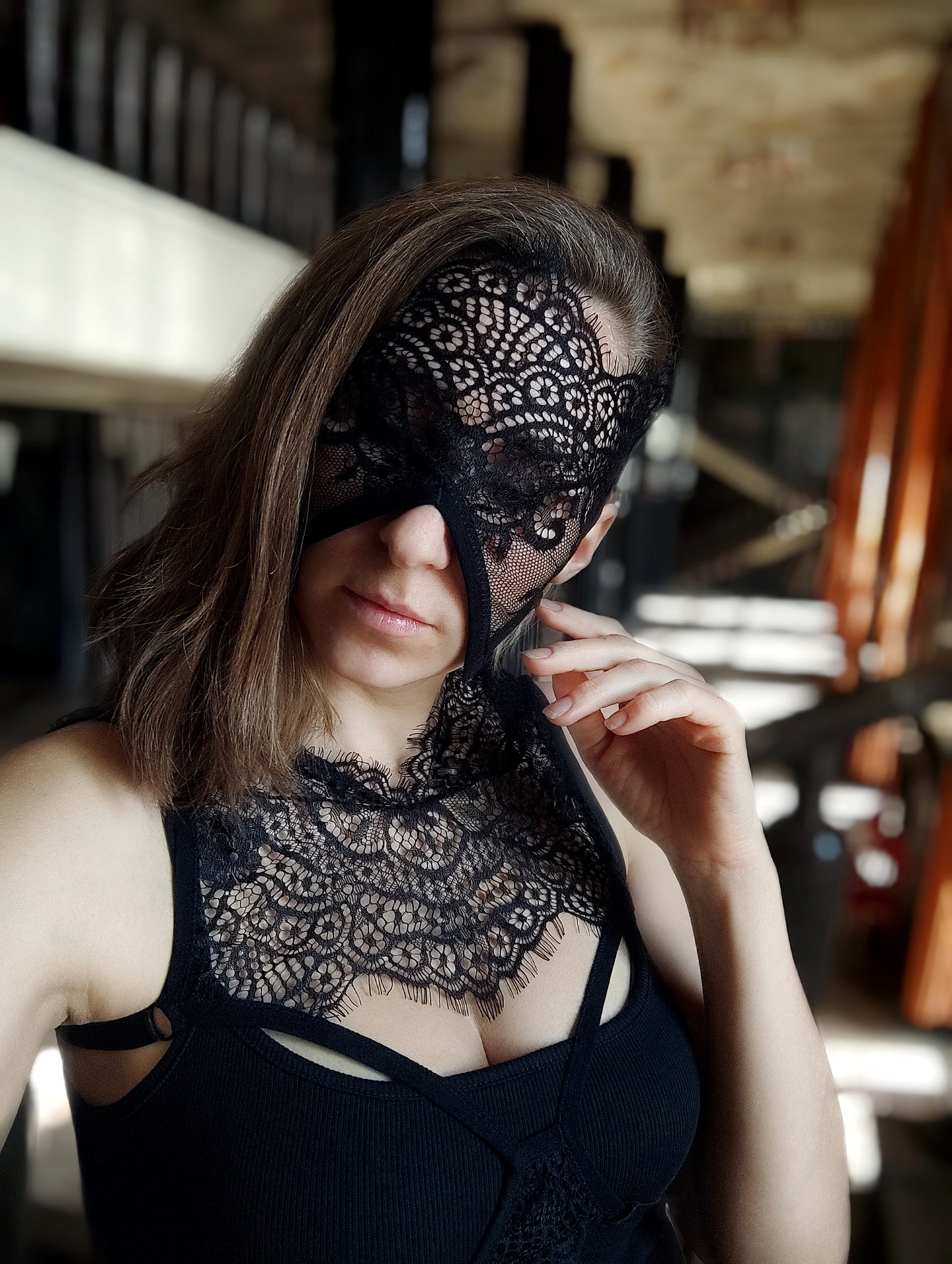 Woman lace mask for pole dance and twerk.Rave mask for party, festival and cosplay.Gothic harness mask for women.Guipure mask for carnival.