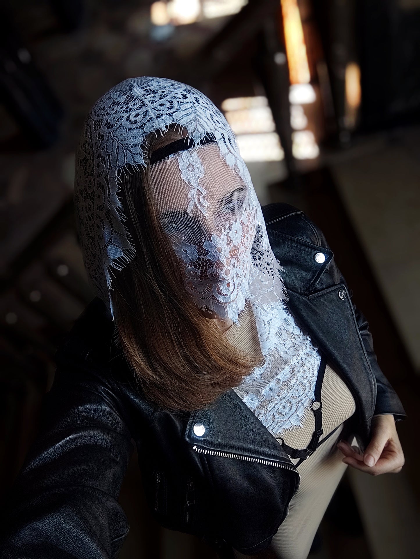 Hood top.Woman lace hood top for pole dance.Rave hood top for party, festival and cosplay.Gothic harness hood top for women.