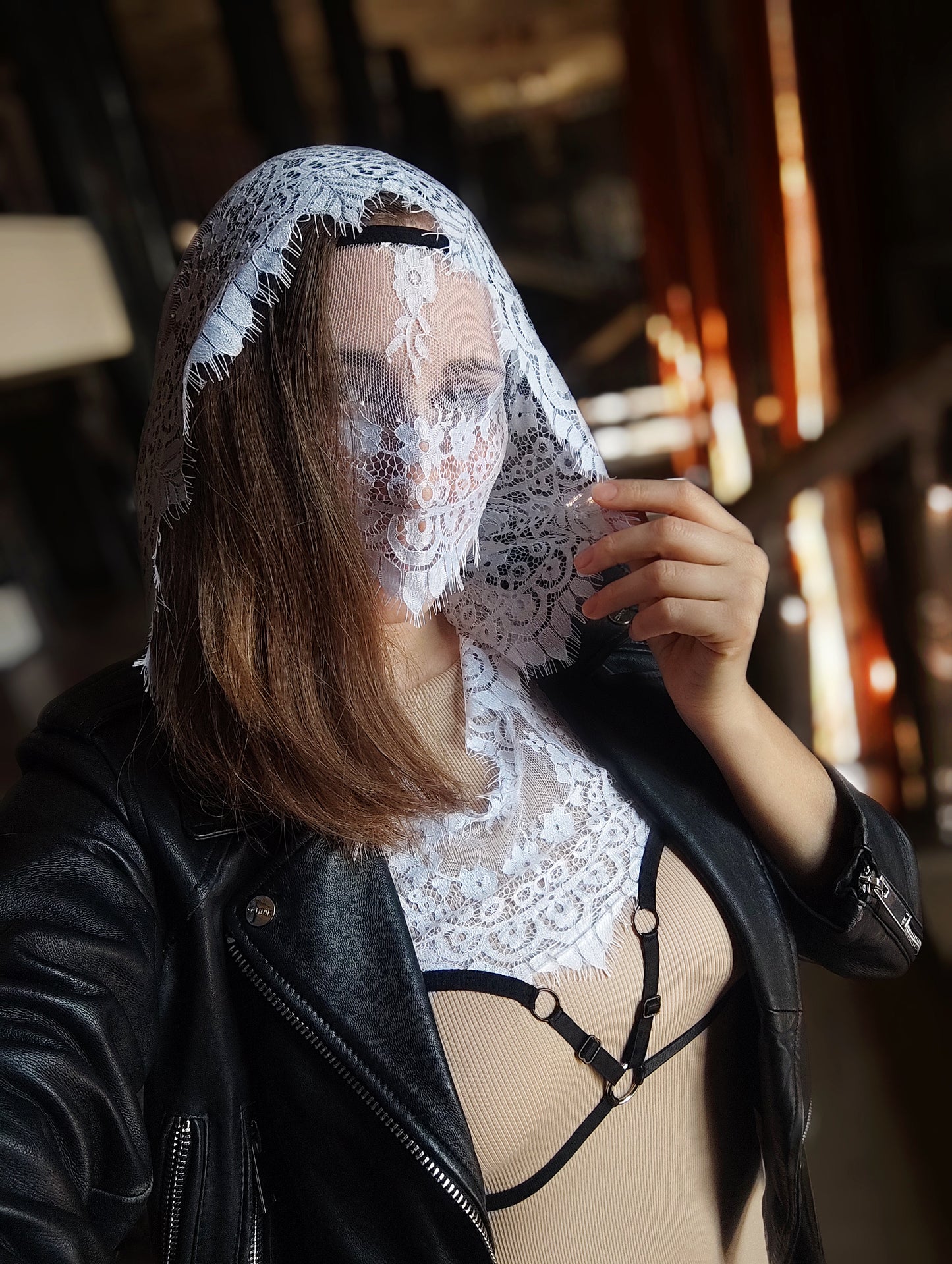 Hood top.Woman lace hood top for pole dance.Rave hood top for party, festival and cosplay.Gothic harness hood top for women.