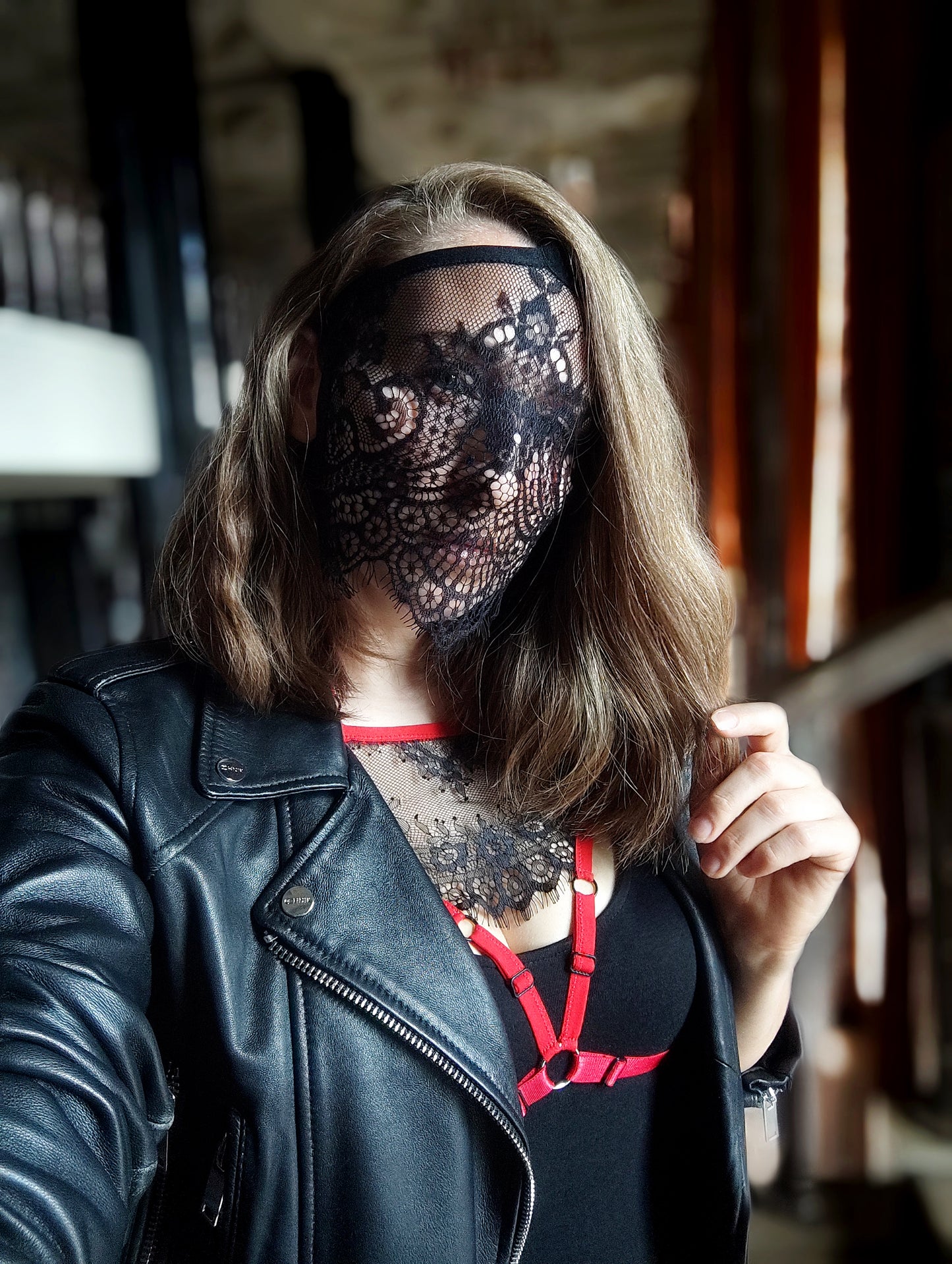 Woman lace mask for pole dance and twerk.Rave mask for party, festival and cosplay.Gothic harness mask for women.Guipure mask for carnival.