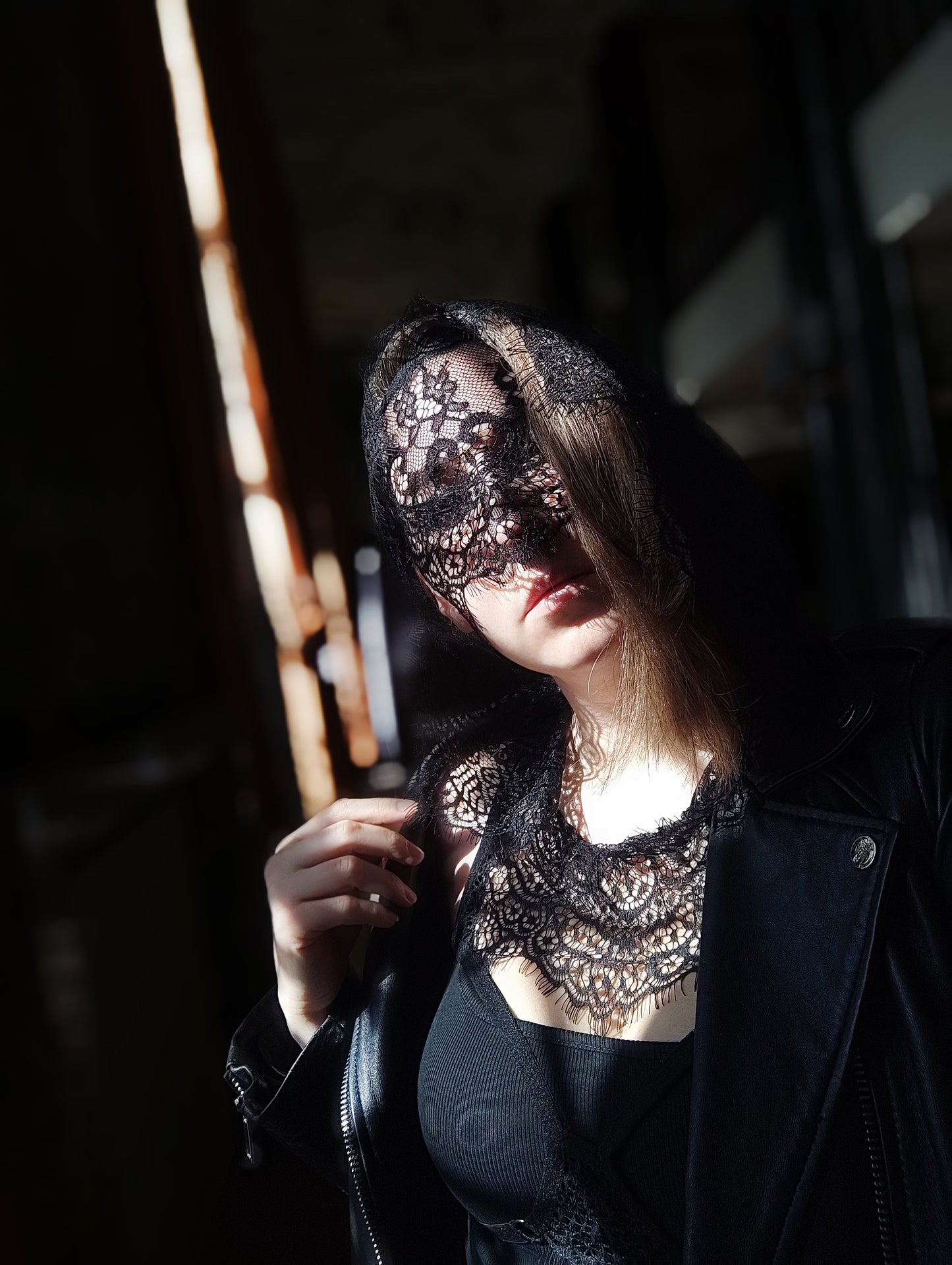 Hood mask.Woman lace hood mask for pole dance and twerk.Rave hood mask for party,festival and cosplay.Gothic harness hood mask for women.