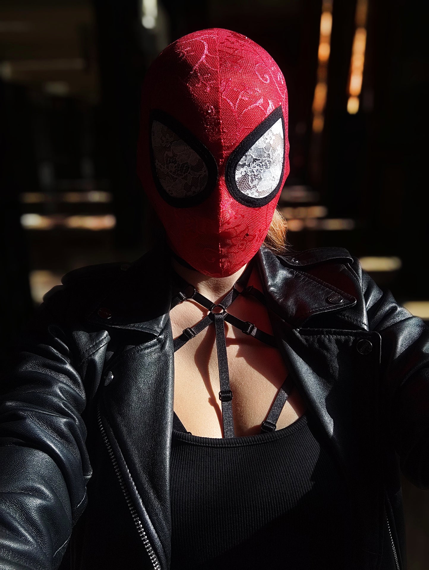 Woman lace mask for pole dance and twerk.Rave mask for party, festival and cosplay.Gothic harness mask for women.Guipure mask for carnival.