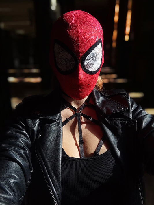 Woman lace mask for pole dance and twerk.Rave mask for party, festival and cosplay.Gothic harness mask for women.Guipure mask for carnival.