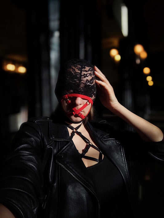 Woman lace mask for pole dance.Rave mask for party, festival and cosplay.Gothic harness mask for women.Guipure mask for carnival.Balaclava.