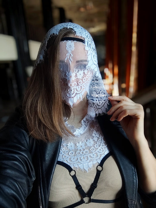 Hood top.Woman lace hood top for pole dance.Rave hood top for party, festival and cosplay.Gothic harness hood top for women.