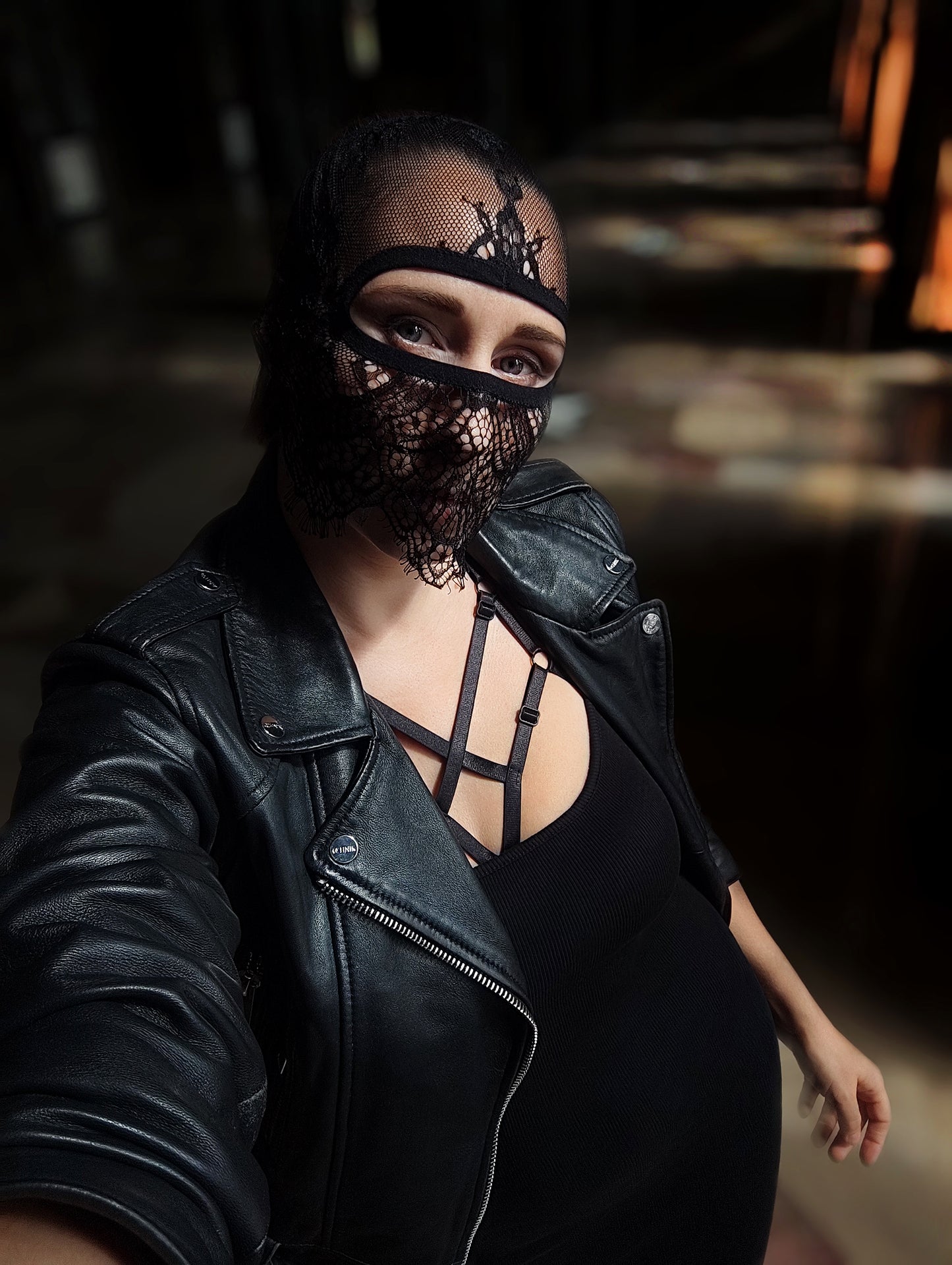 Woman lace mask for pole dance.Rave mask for party, festival and cosplay.Gothic harness mask for women.Guipure mask for carnival.