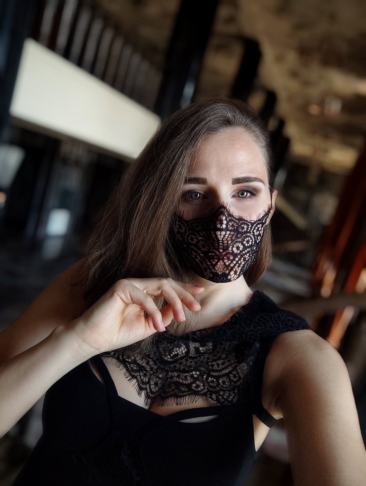 Woman lace mask for pole dance and twerk.Rave mask for party, festival and cosplay.Gothic harness mask for women.Guipure mask for carnival.