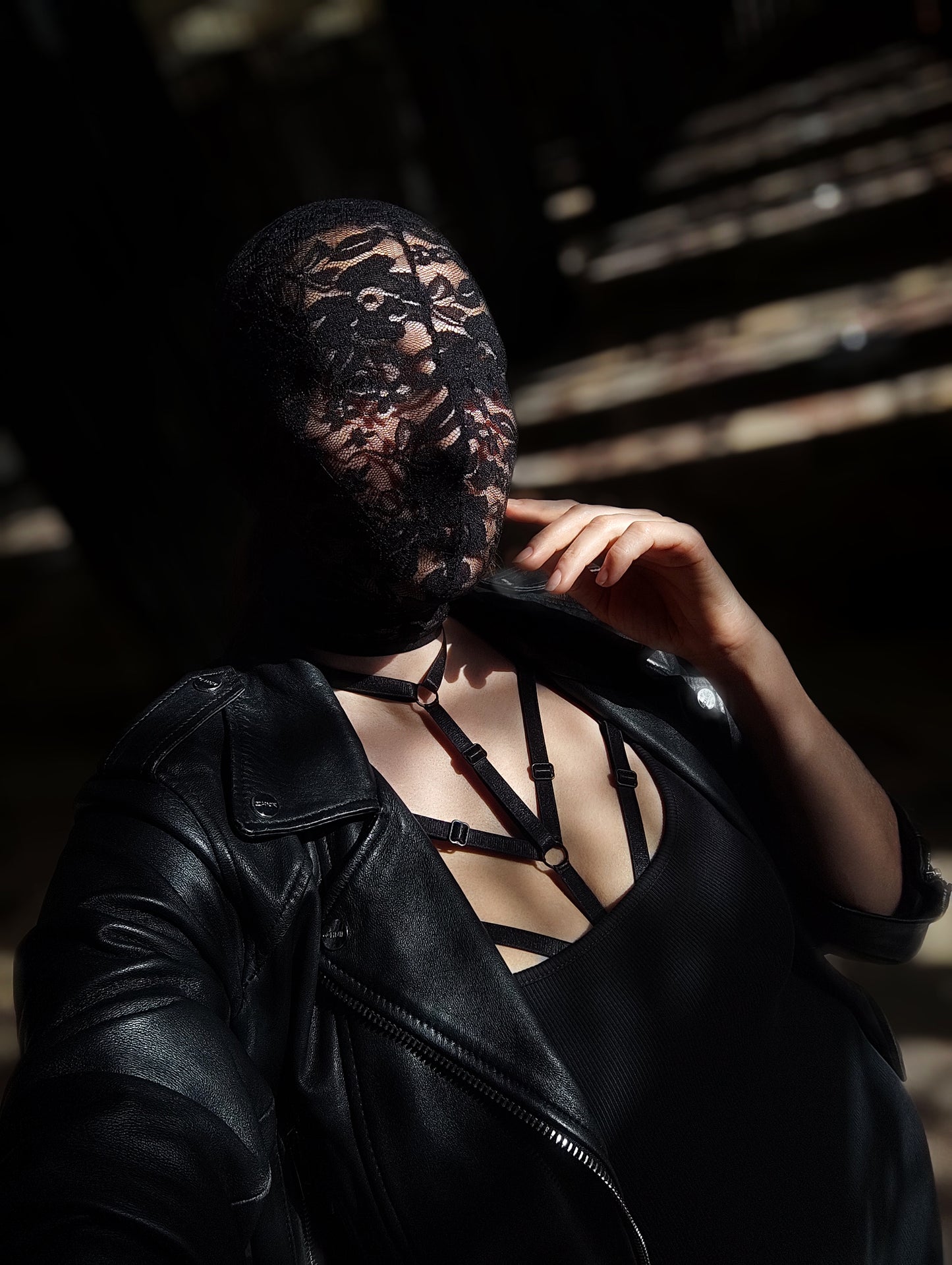 Woman lace mask for pole dance.Rave mask for party, festival and cosplay.Gothic harness mask for women.Guipure mask for carnival.Balaclava.