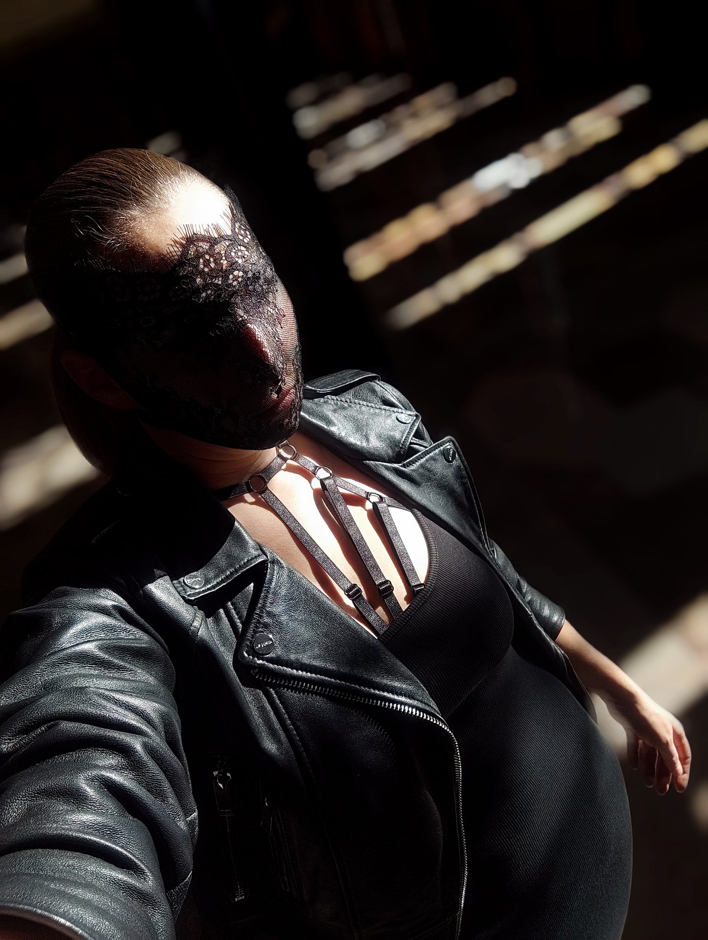 Woman lace mask for pole dance.Rave mask for party, festival and cosplay.Gothic harness mask for women.Guipure mask for carnival.