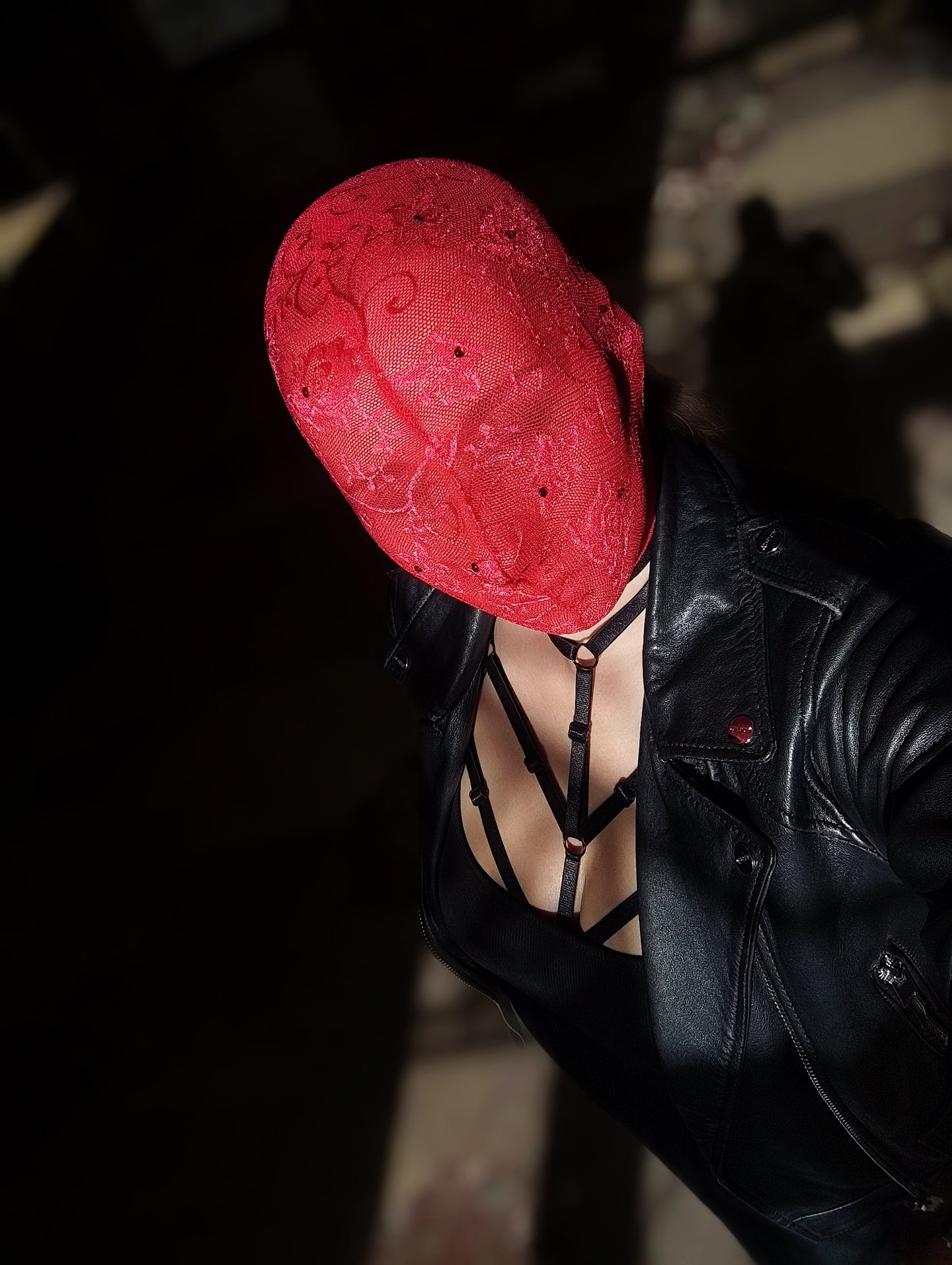 Woman lace mask for pole dance and twerk.Rave mask for party, festival and cosplay.Gothic harness mask for women.Guipure mask for carnival.