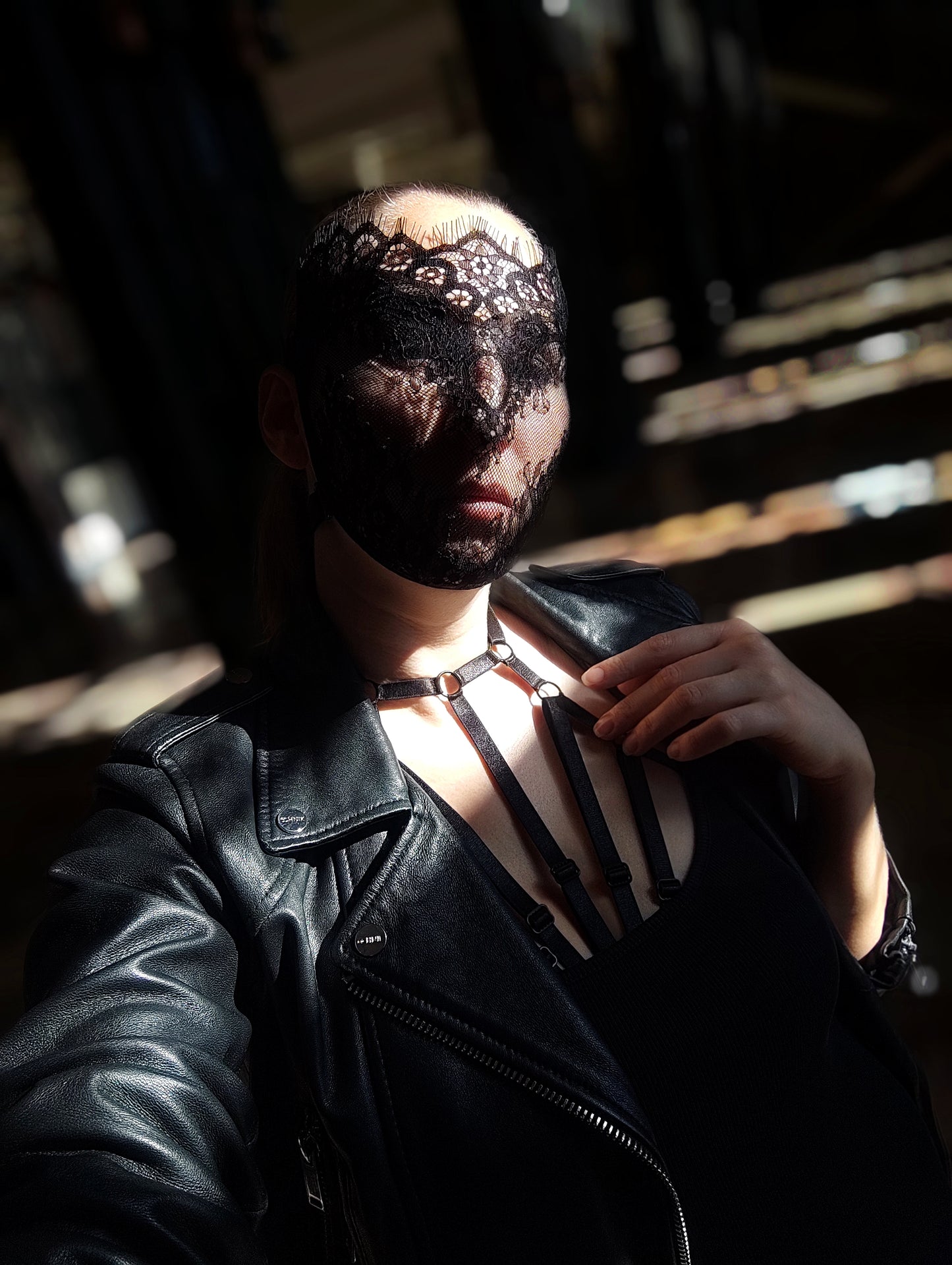 Woman lace mask for pole dance.Rave mask for party, festival and cosplay.Gothic harness mask for women.Guipure mask for carnival.