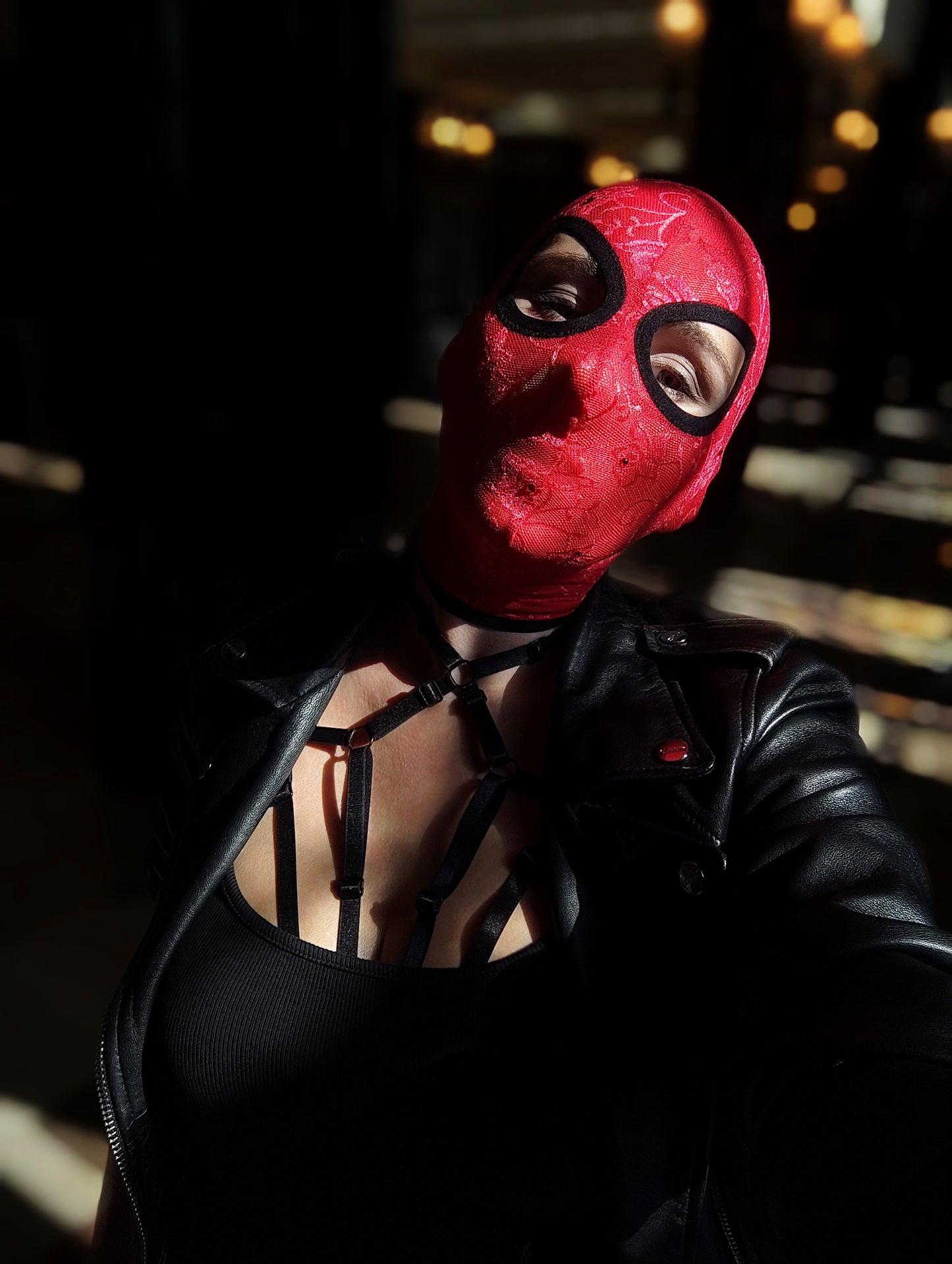 Woman lace mask for pole dance and twerk.Rave mask for party, festival and cosplay.Gothic harness mask for women.Guipure mask for carnival.