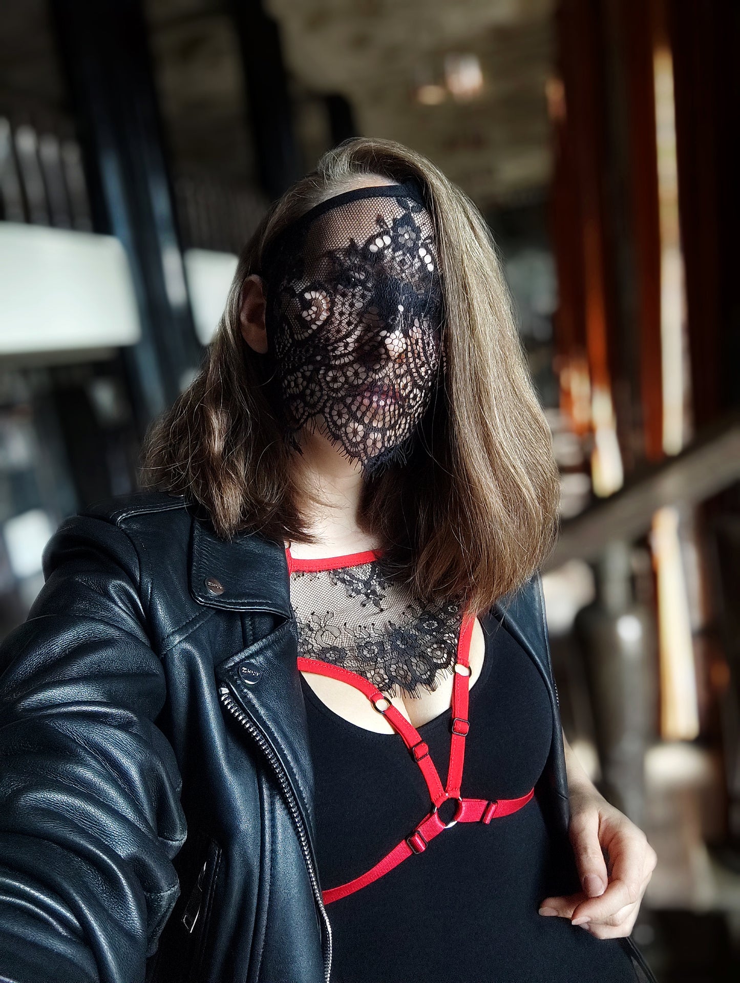 Woman lace mask for pole dance and twerk.Rave mask for party, festival and cosplay.Gothic harness mask for women.Guipure mask for carnival.