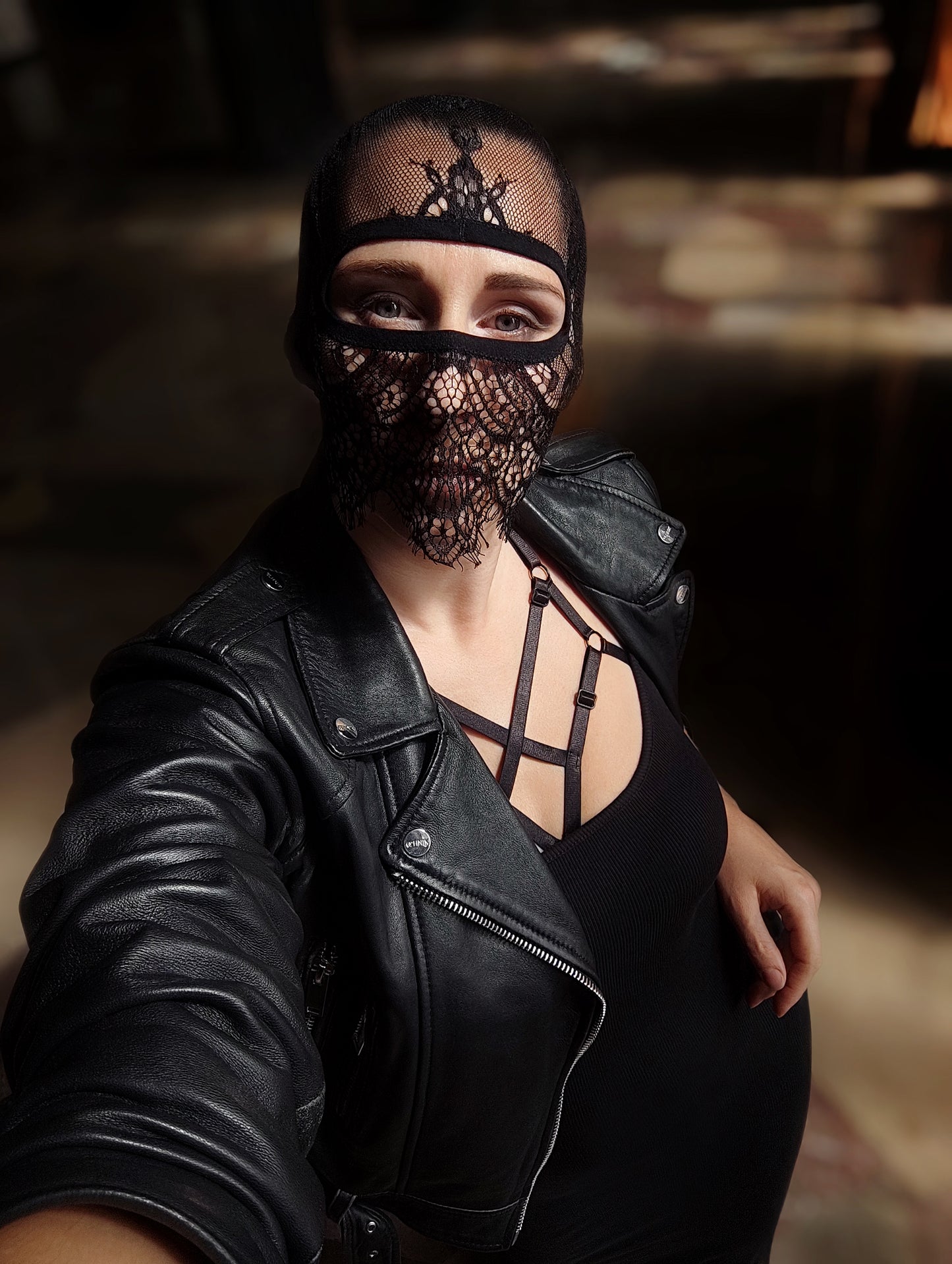 Woman lace mask for pole dance.Rave mask for party, festival and cosplay.Gothic harness mask for women.Guipure mask for carnival.