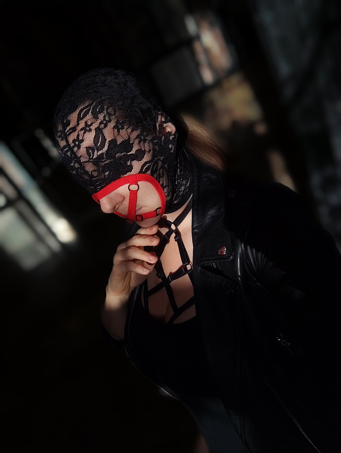 Woman lace mask for pole dance.Rave mask for party, festival and cosplay.Gothic harness mask for women.Guipure mask for carnival.Balaclava.