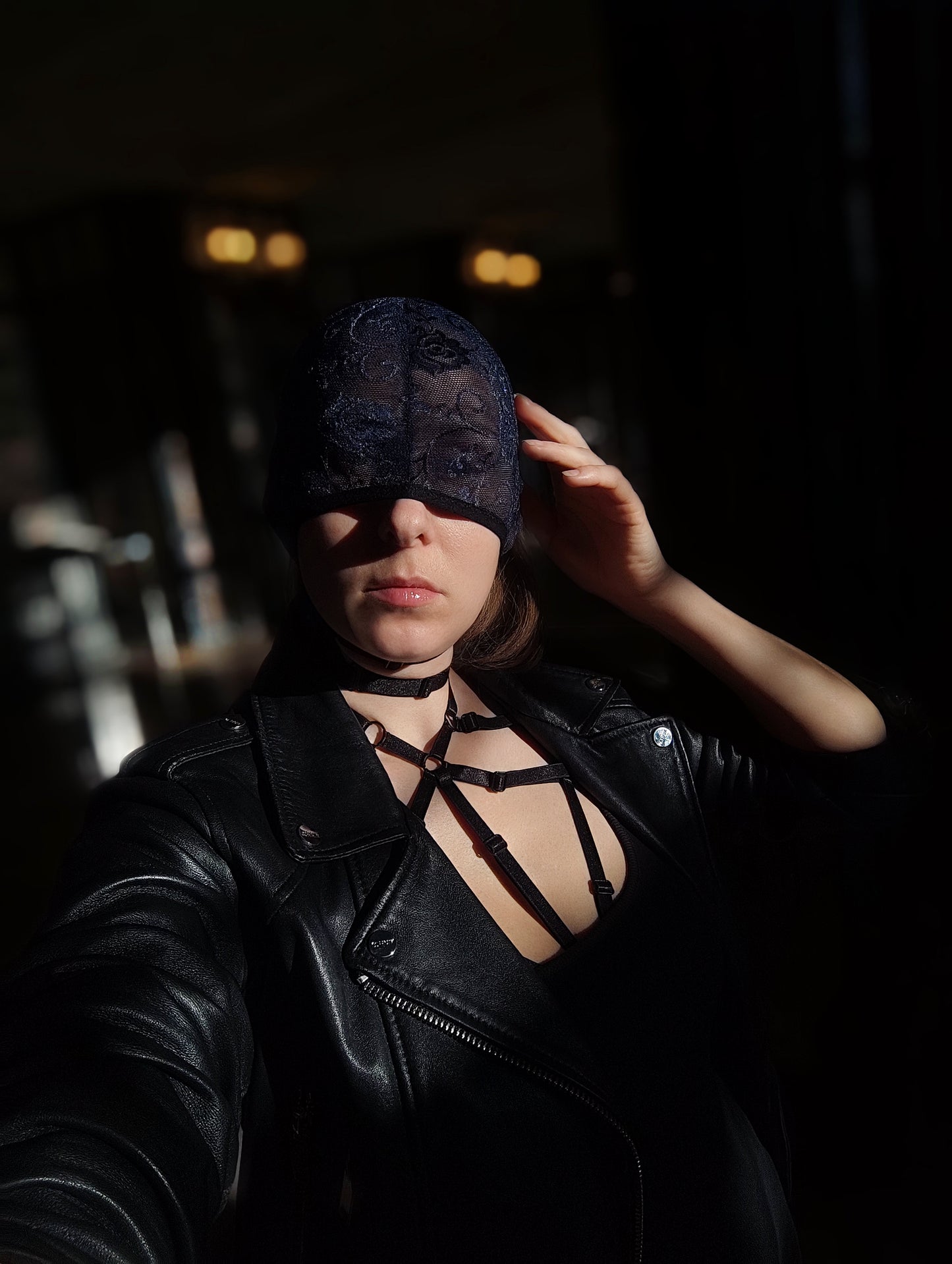 Woman lace mask for pole dance.Rave mask for party, festival and cosplay.Gothic harness mask for women.Guipure mask for carnival.Balaclava.
