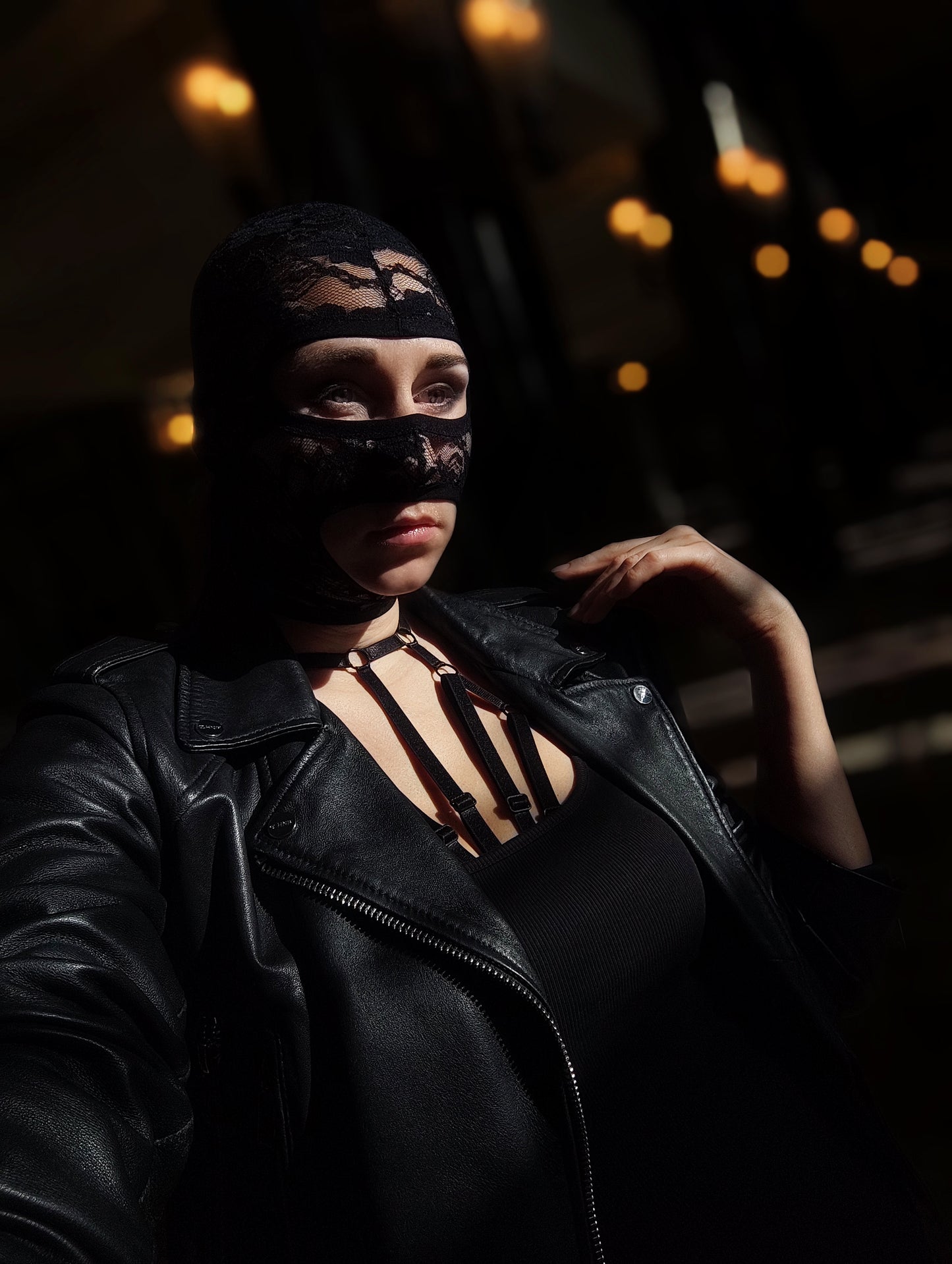 Woman lace mask for pole dance.Rave mask for party, festival and cosplay.Gothic harness mask for women.Guipure mask for carnival.Balaclava.