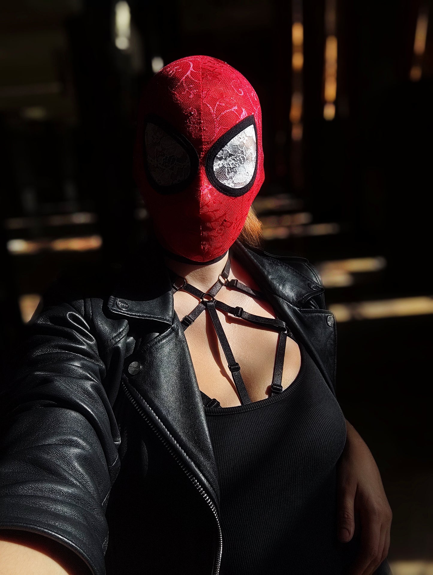 Woman lace mask for pole dance and twerk.Rave mask for party, festival and cosplay.Gothic harness mask for women.Guipure mask for carnival.