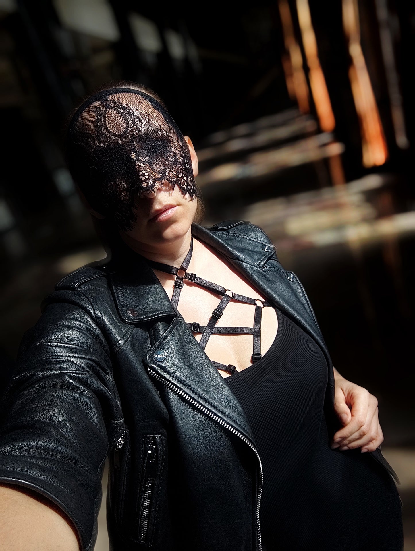 Woman lace mask for pole dance and twerk.Rave mask for party, festival and cosplay.Gothic harness mask for women.Guipure mask for carnival.