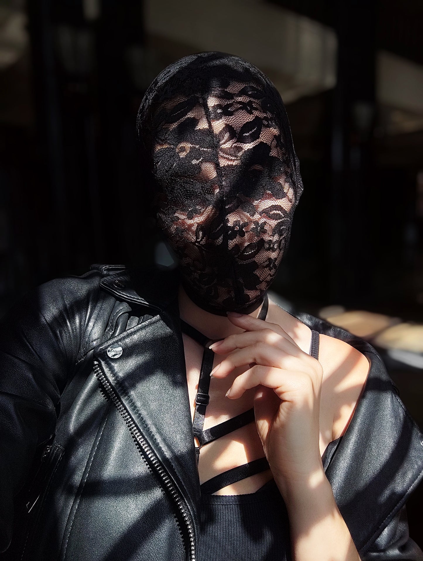 Woman lace mask for pole dance.Rave mask for party, festival and cosplay.Gothic harness mask for women.Guipure mask for carnival.Balaclava.