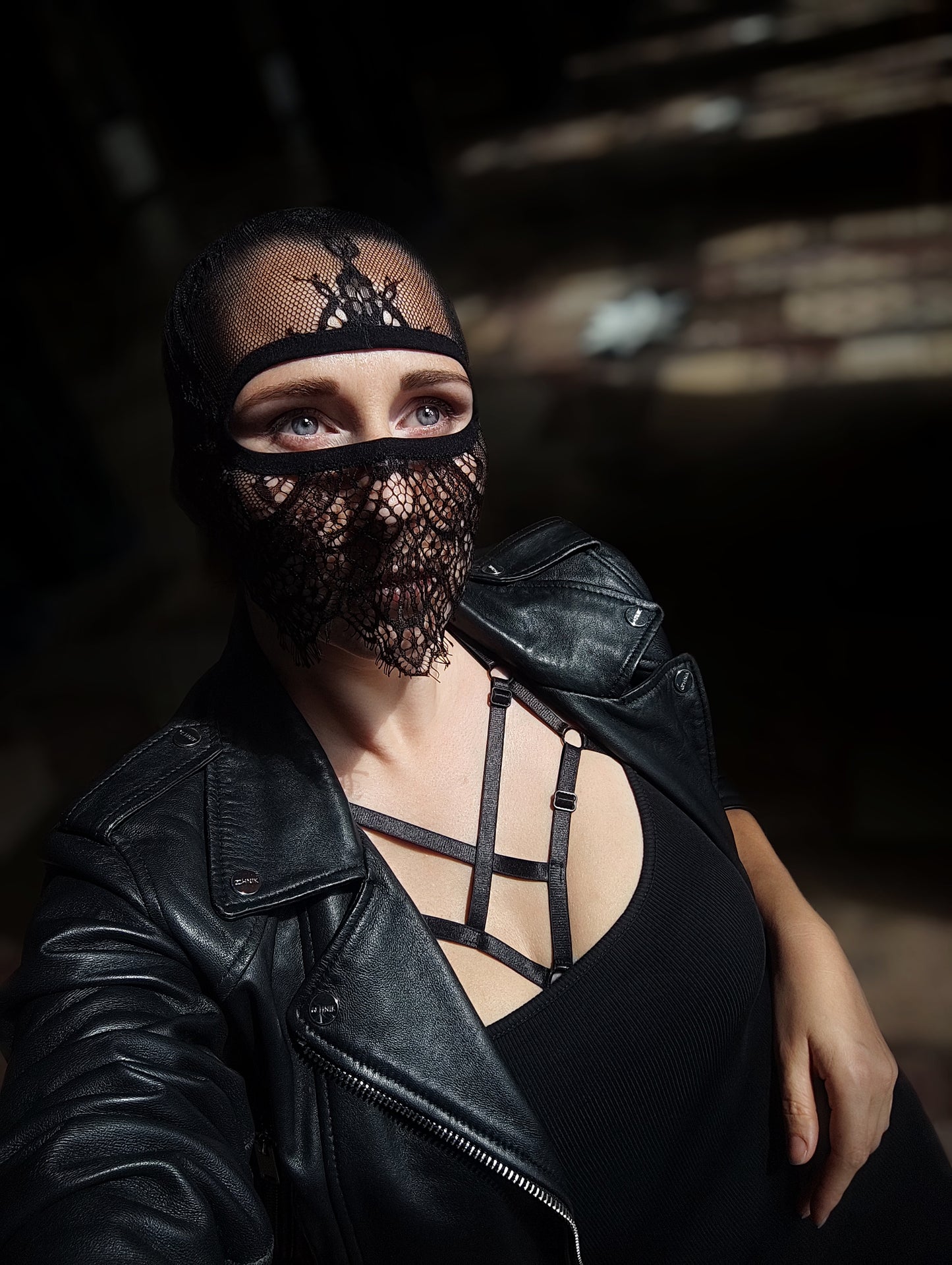 Woman lace mask for pole dance.Rave mask for party, festival and cosplay.Gothic harness mask for women.Guipure mask for carnival.