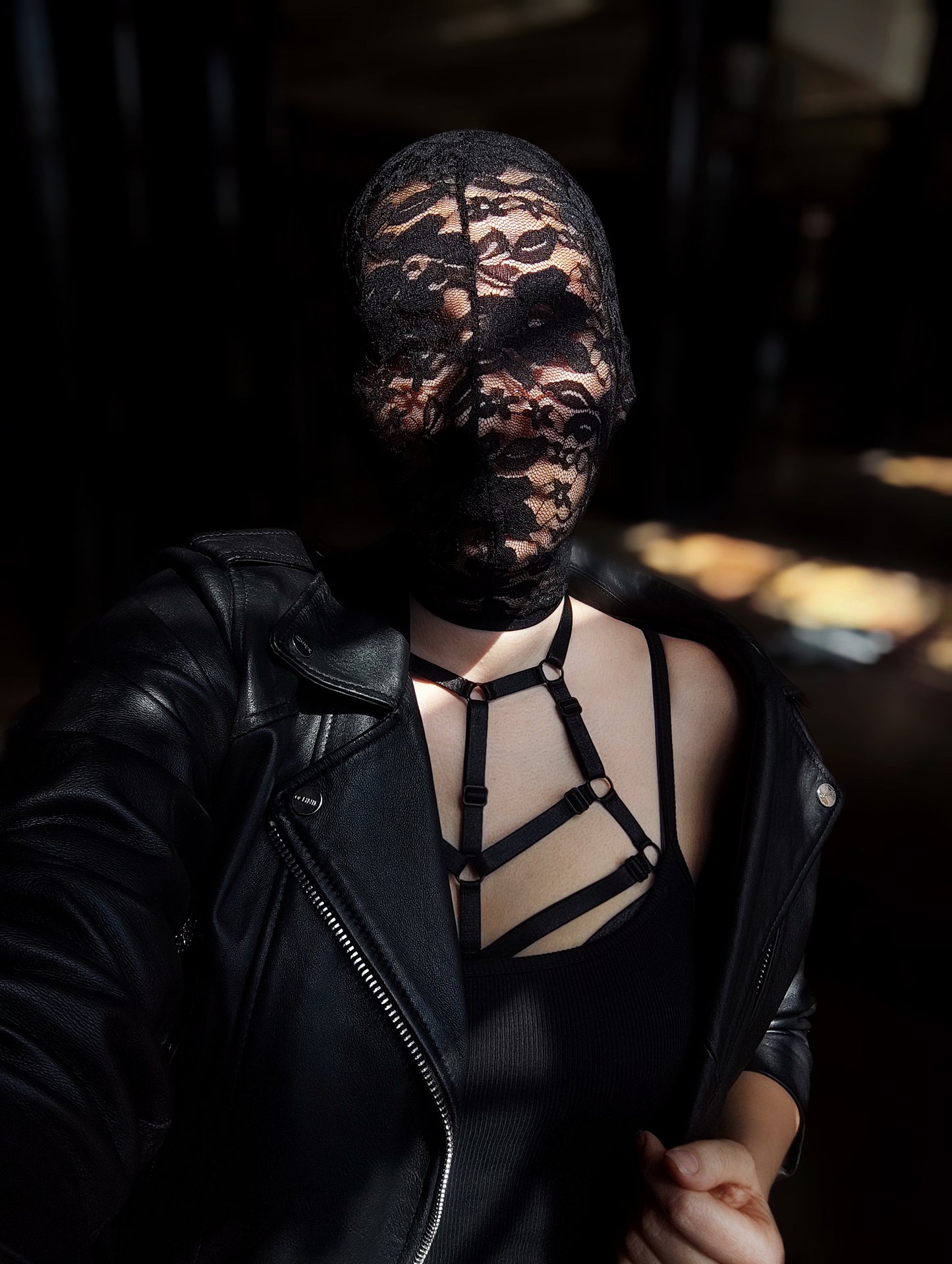 Woman lace mask for pole dance.Rave mask for party, festival and cosplay.Gothic harness mask for women.Guipure mask for carnival.Balaclava.